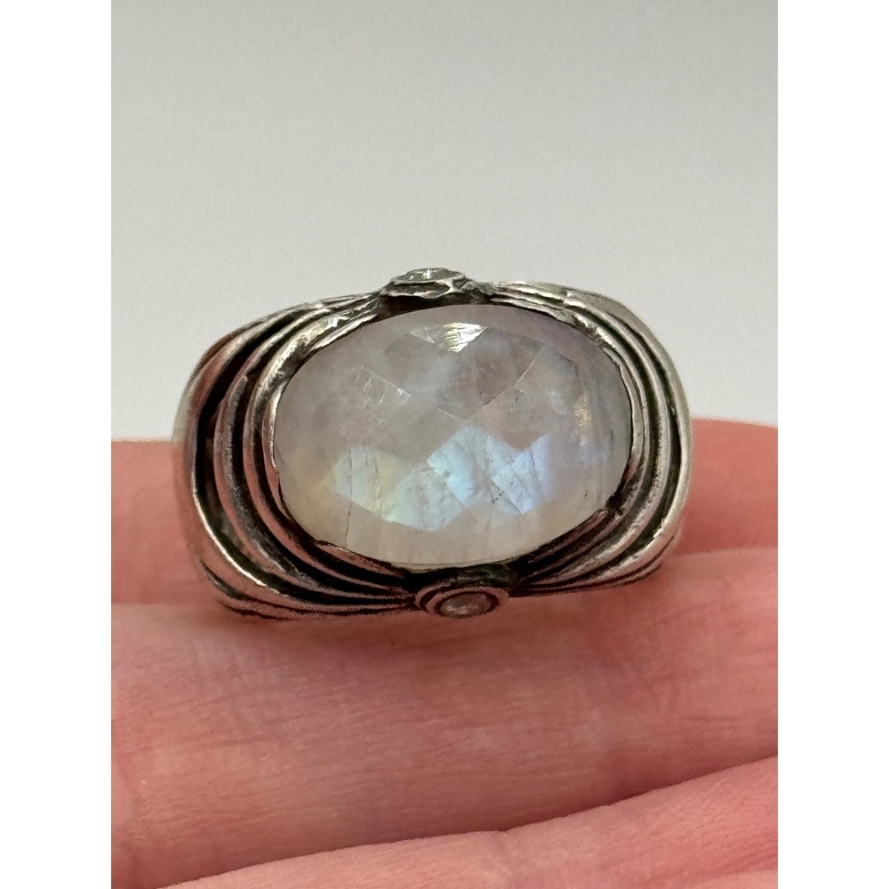 Shube's Dakota West Sterling Silver Rainbow Moonstone Ring Size 6